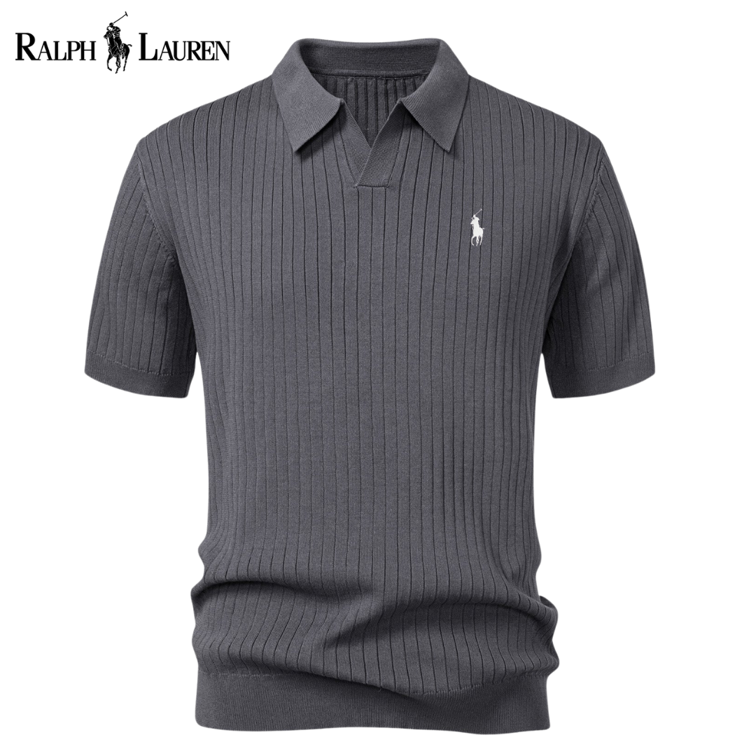 Polo R&L Premium-Strickpolo mit V-Ausschnitt
