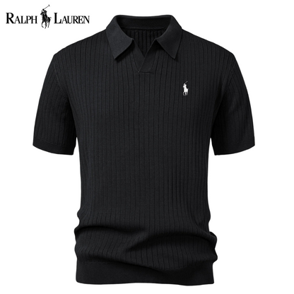 Polo R&L Premium-Strickpolo mit V-Ausschnitt