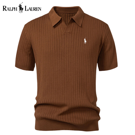 Polo R&L Premium-Strickpolo mit V-Ausschnitt